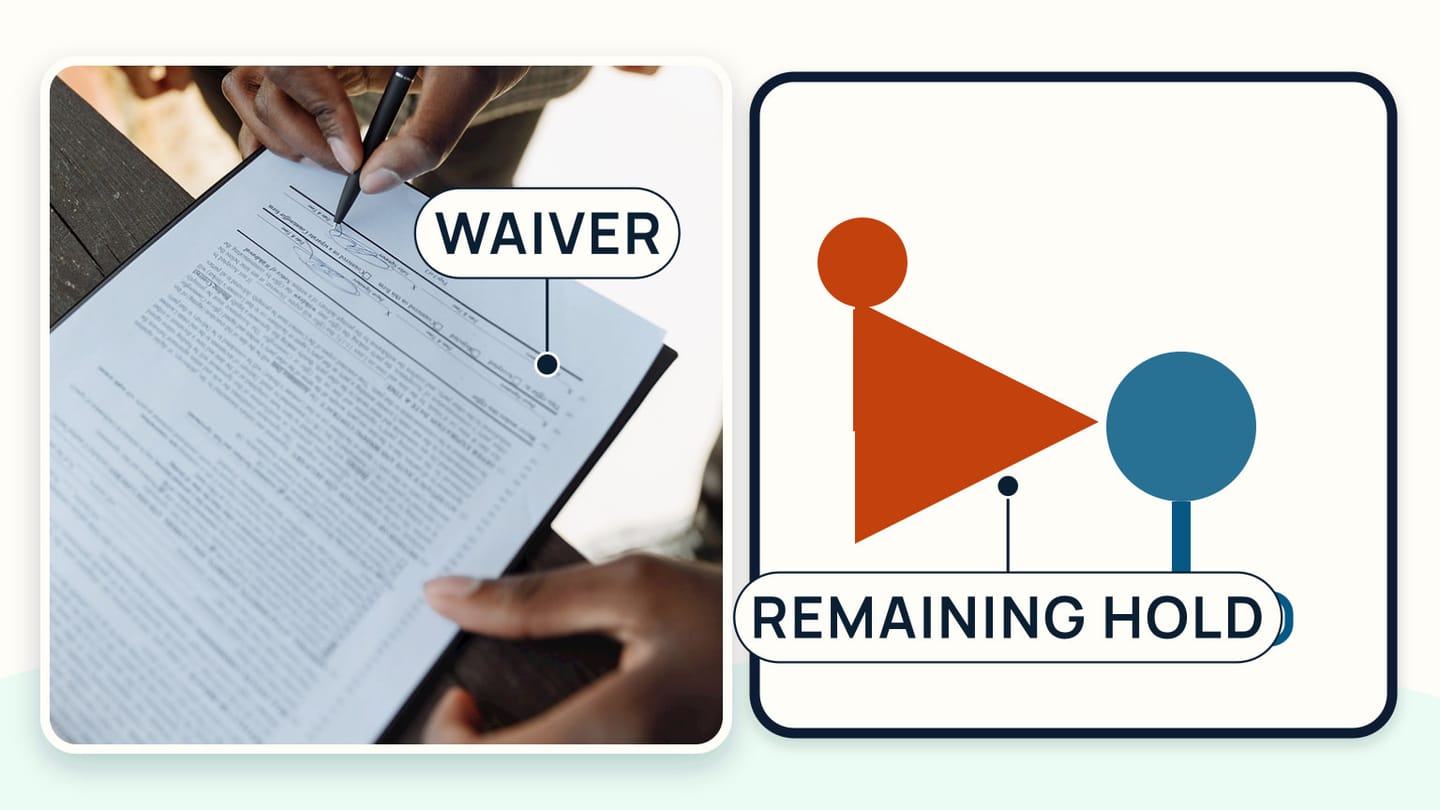 A base representative explaining a remaining security-deposit hold after a guest selects a waiver option