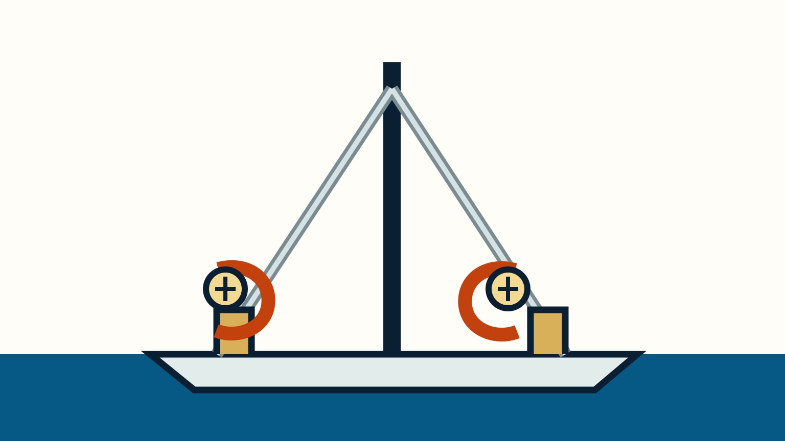 A sailboat drawing shows mast shrouds with circular tension-gauge symbols near the chainplates