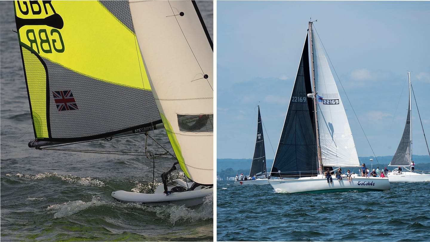 Sailing crews competing in a regatta