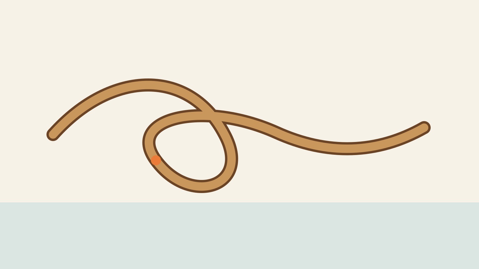 Three-step sequence showing the working end forming a loop, wrapping under the standing part and passing through the loop