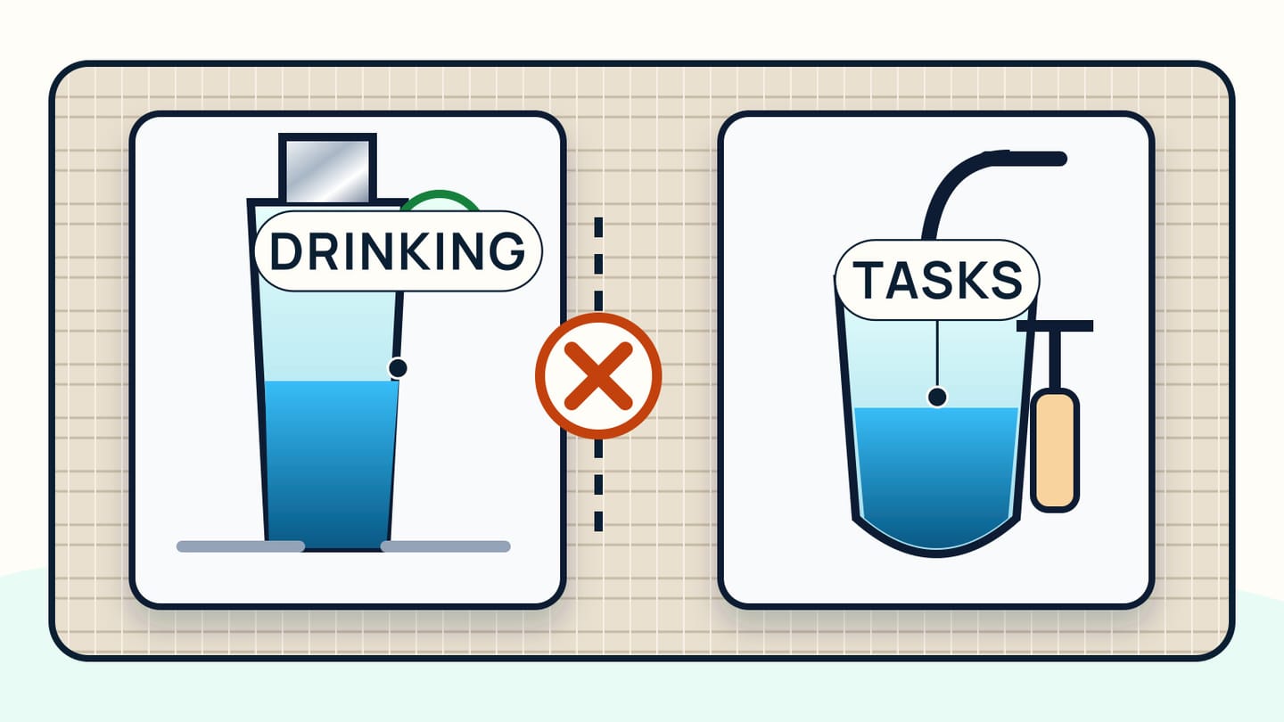 Drinking-water bottle kept separate from a task-water bucket