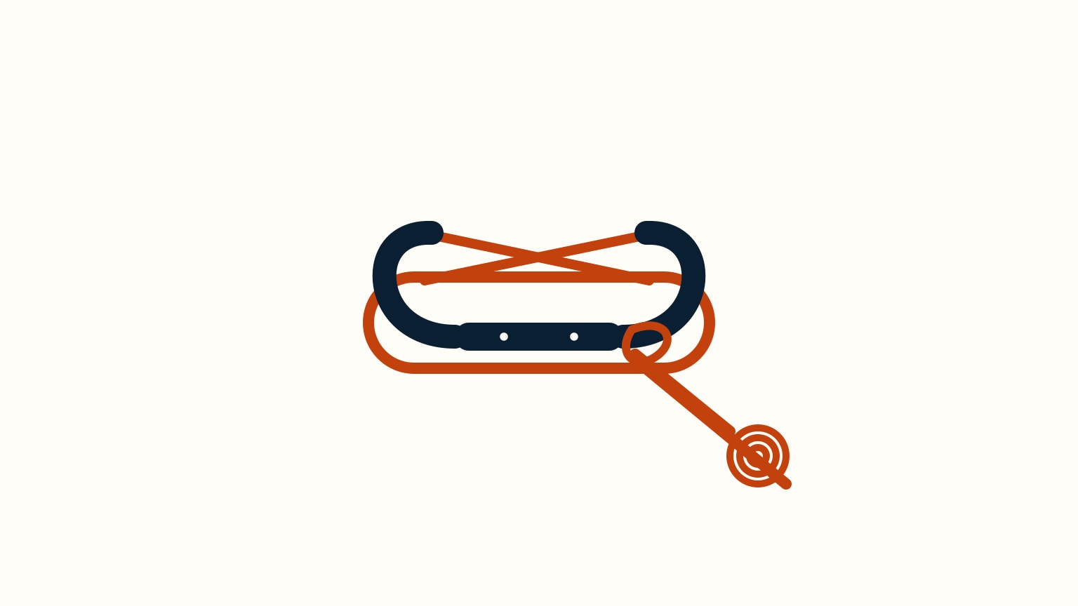 Overhead view of a finished cleat hitch: a round turn around the base, figure-eight crossings over the horns, a locking hitch, and the free end tidied into a coil.