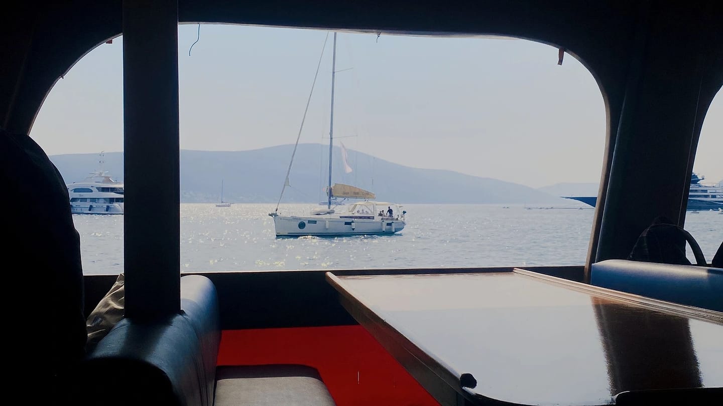 View through windows from inside a yacht