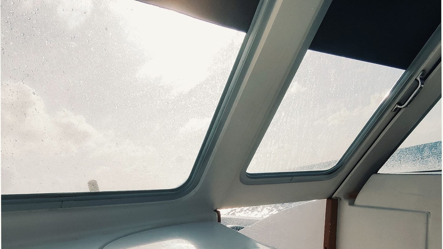 Bright yacht cabin where sanitation symptoms are checked