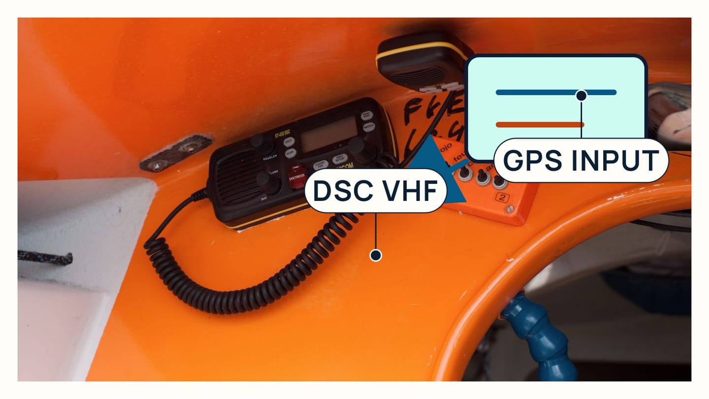 A real DSC-capable VHF with position data flowing into its digital distress alert