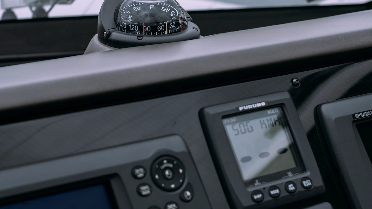 Navigation display and helm controls ready for a route check