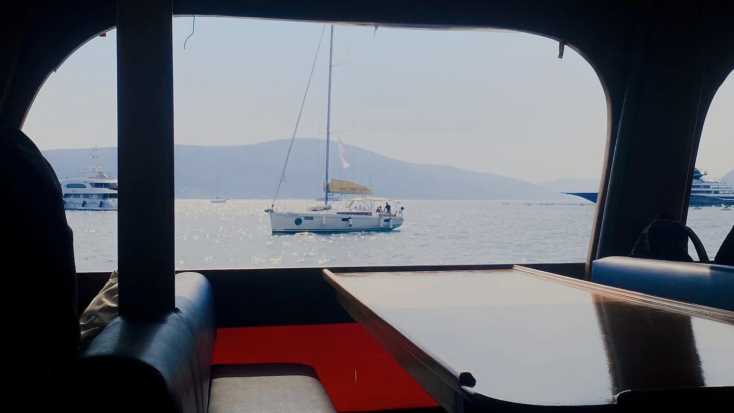 Cabin and seating inside a yacht