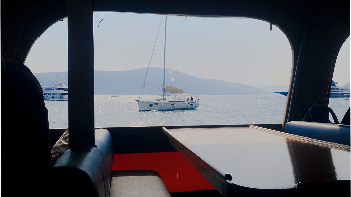 Cabin workspace where a voyage log can be reviewed