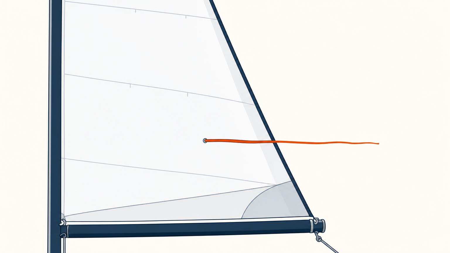 Single telltale extended straight aft along a curved sail section, showing steady attached airflow