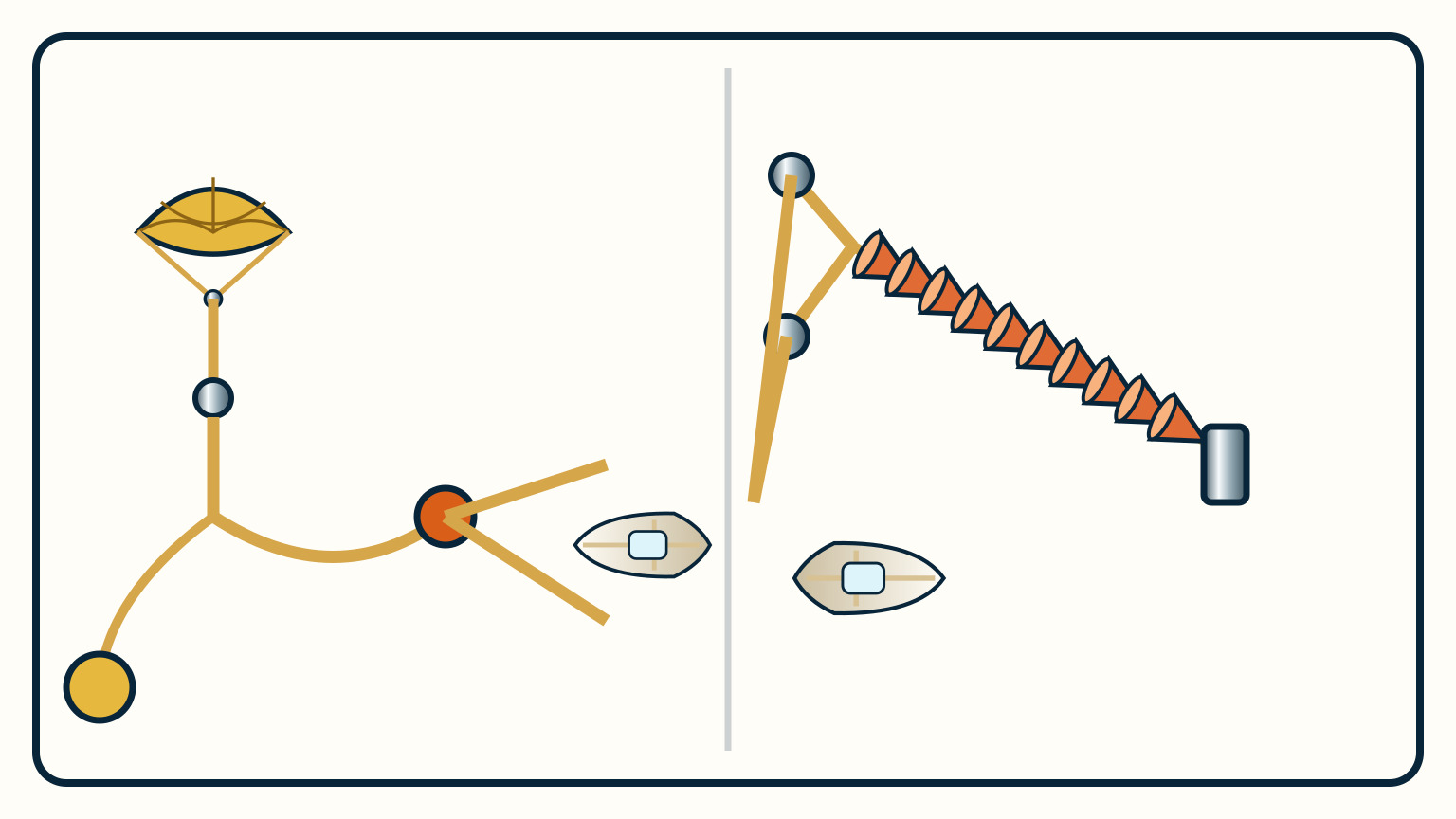 An equipment layout traces a parachute canopy through shrouds, hardware, rode, float and bow bridle beside a series of cones, end weight, stern bridle and twin hull straps