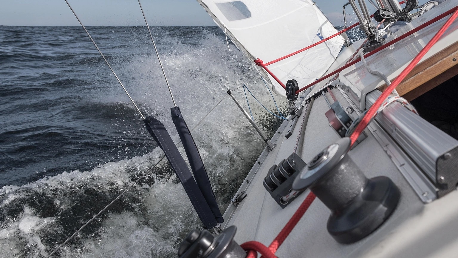 Sailboat cockpit and controls viewed from above