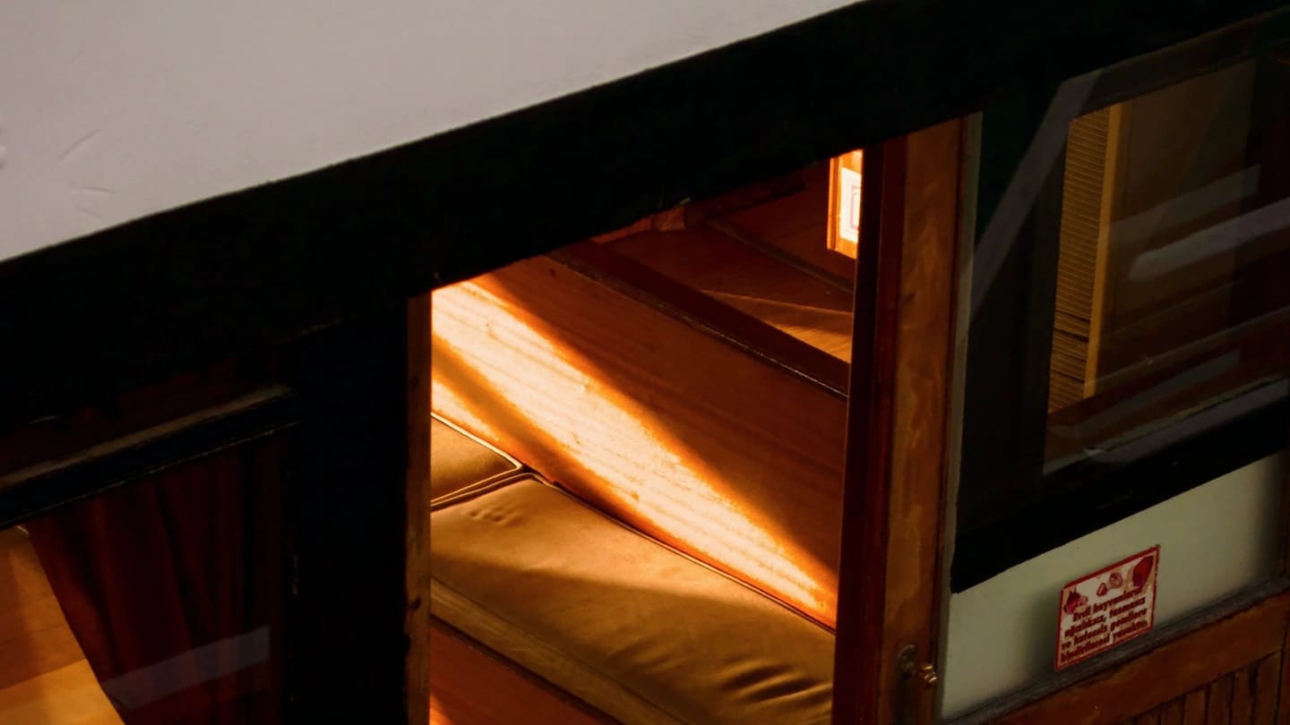 Sunlight entering a wooden boat cabin