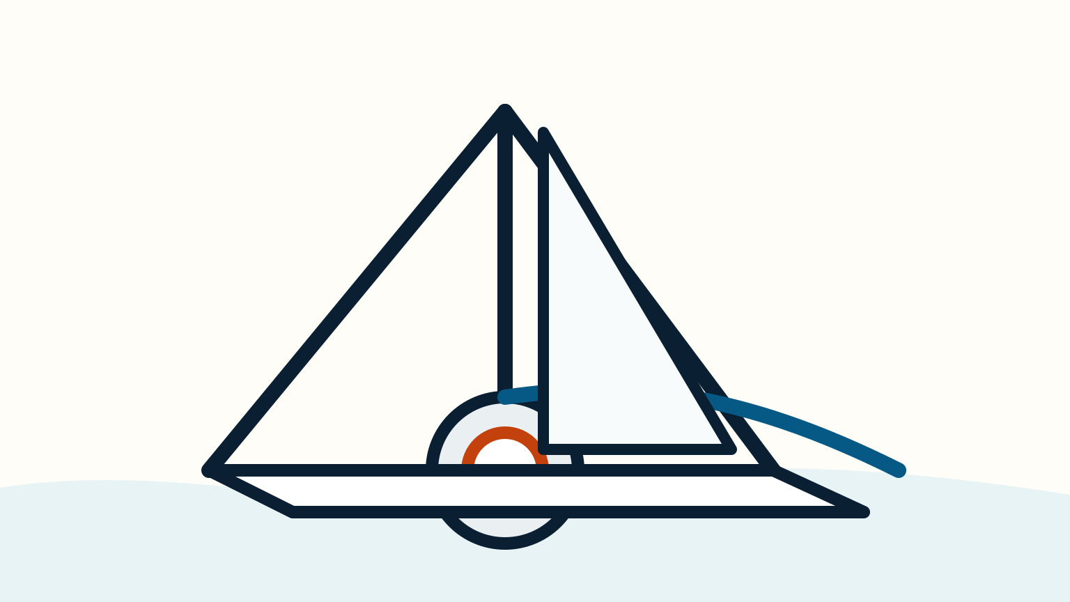 Sailboat furling drum and headsail sheets at the bow